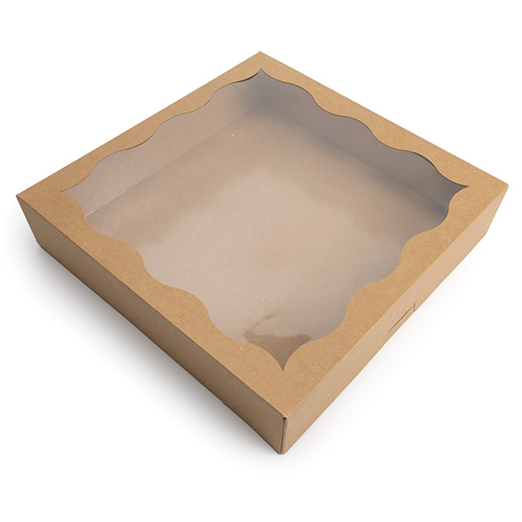Kraft Doosjes met Gegolfd Venster 30,5x6,4x30,5cm (25 stuks) [WKRG122]