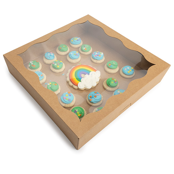 Kraft Doosjes met Gegolfd Venster 30,5x6,4x30,5cm (25 stuks) [WKRG122]