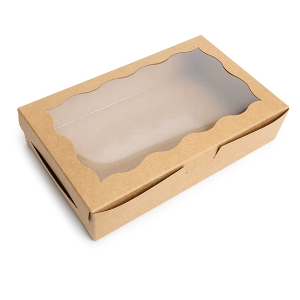 Kraft Doosjes met Gegolfd Venster 17,8x3,8x11cm (25 stuks) [WKRG74]