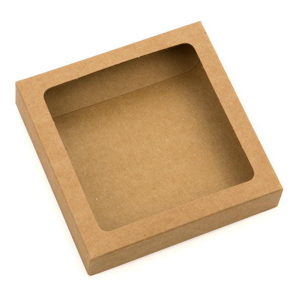 Kraftdoosjes 10,5x2,2x10,5cm Uitgesneden Venster (25 stuks) [WKR245]