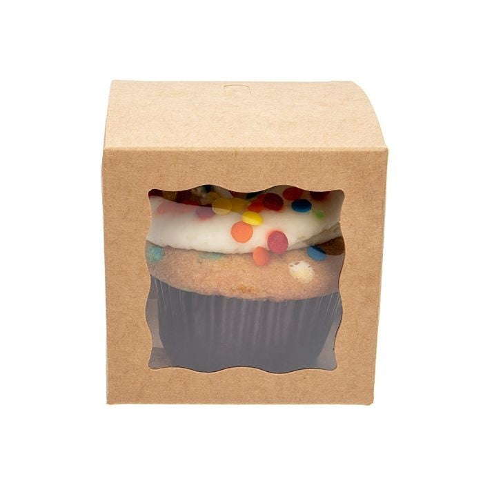 Kraftdoosjes Bruin met 3 vensters 7,5x7,5x7,5cm (25 stuks) [WKRG345]