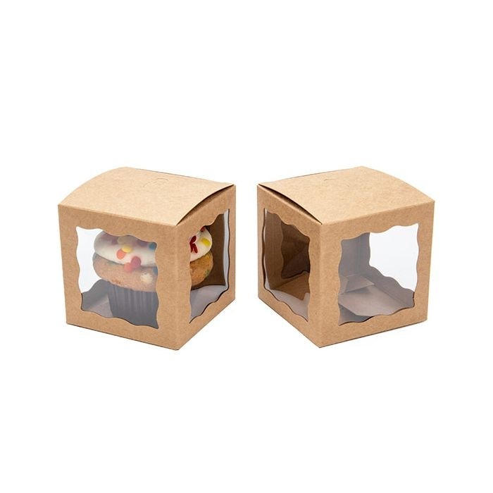 Kraftdoosjes Bruin met 3 vensters 7,5x7,5x7,5cm (25 stuks) [WKRG345]