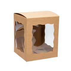 Kraft dozen met 3 vensters 10,2x10,2x11,7cm (25 Stuks) [WKRG346]