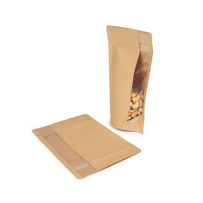 Stazakken kraft met Verticaal venster 14.9x8.9x23.2 cm (100 stuks) [ZBGV7K]