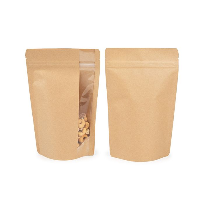 Stazakken kraft met Verticaal venster 14.9x8.9x23.2 cm (100 stuks) [ZBGV7K]