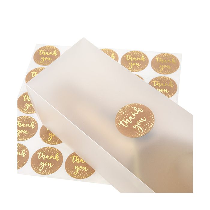 Stickers Rond Thank You Bedrukking (Kraft/Goude Tekst) 3,8 cm (1 Vel) [LS1HKTY]