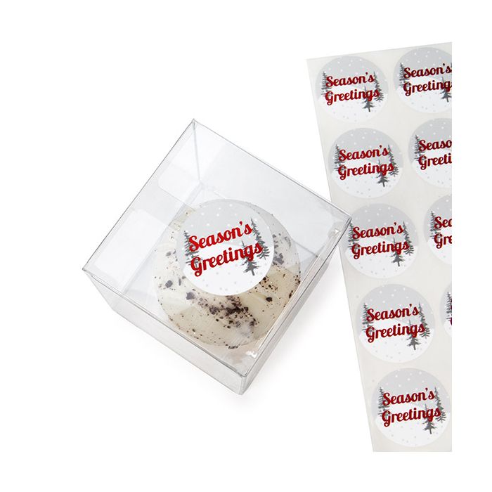 Stickers Rond Season's Greetings Bedrukking (Grijs/Wit/Rood Hot Stamp) 3,8 cm (1 Vel) [LS1HSG]