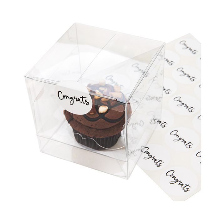 Stickers Rond Congrats Bedrukking (Wit/Zwarte Tekst) 3,8 cm (1 Vel) [LS1HWC]