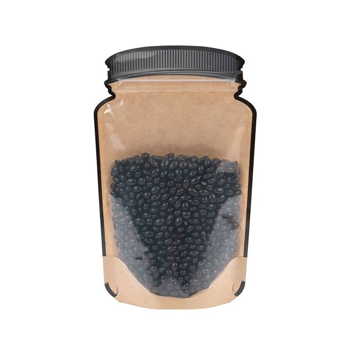 Mason Jar Zipper Pouch Kraft w/ Clear Front 13x7,6x20,6cm