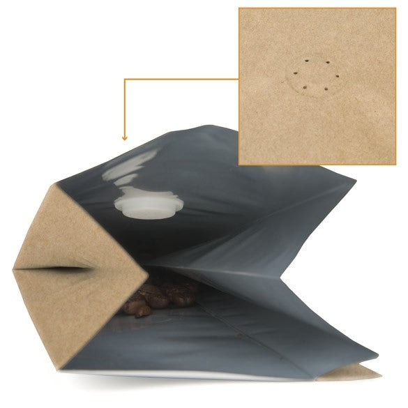 Koffiezakjes Kraft met Ventiel 8,6x6,4x33cm Gecoat (50 stuks) [SGC2K]