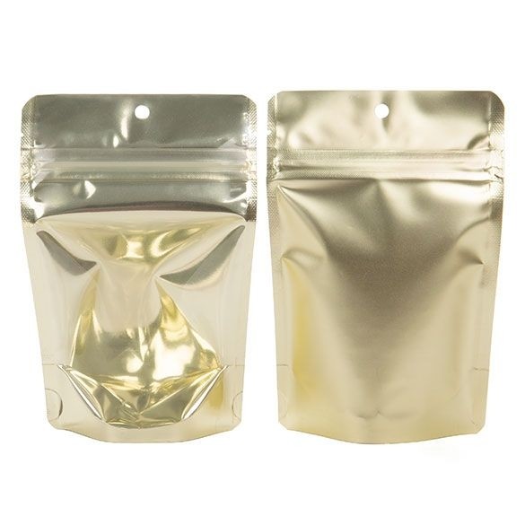 Stazakken Transparant/Mat Goud 10,2x6x15,2cm | 57 gram (100 stuks) [ZBGMG2]