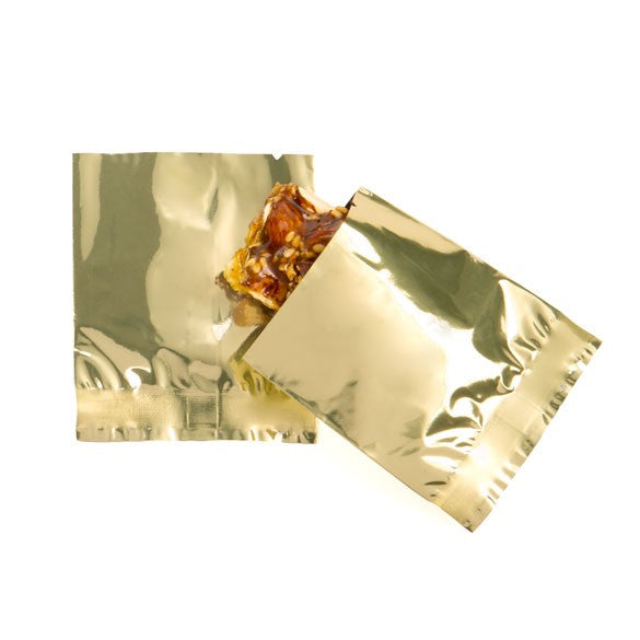 Plastic Zakken Goud 5x5,5cm Gemetalliseerd en Sealbaar (100 stuks) [SMB22QG]