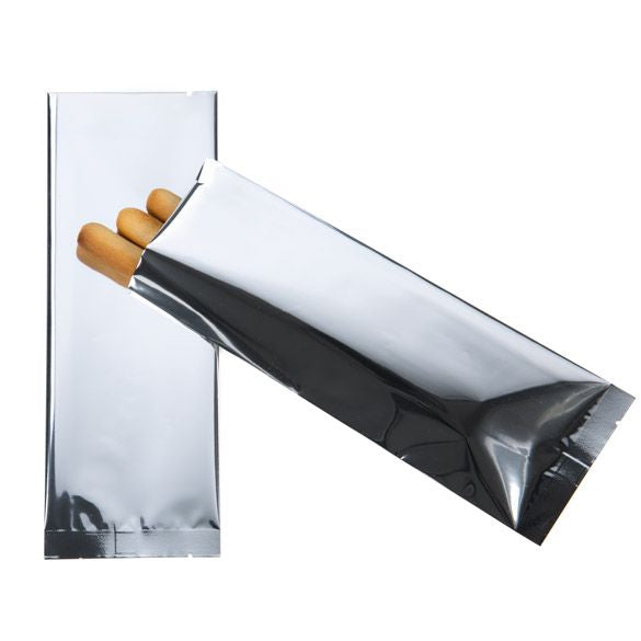 Plastic Zakken Zilver 7,5x20,3cm Gemetalliseerd en Sealbaar (100 stuks) [SVP38S]