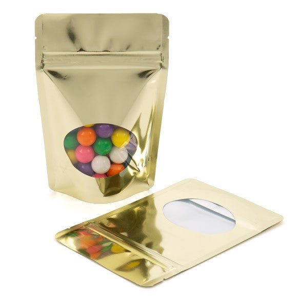 Stazakken Goud met ovaal Venster 10x6x15cm | 57 gram (100 stuks) [ZBGMO2SG]