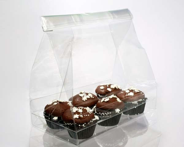 Cupcake Zakken voor 6 Mini Cupcakes Met Kaart 17.8x10.2x22.9cm (100 Stuks) [CBG6]