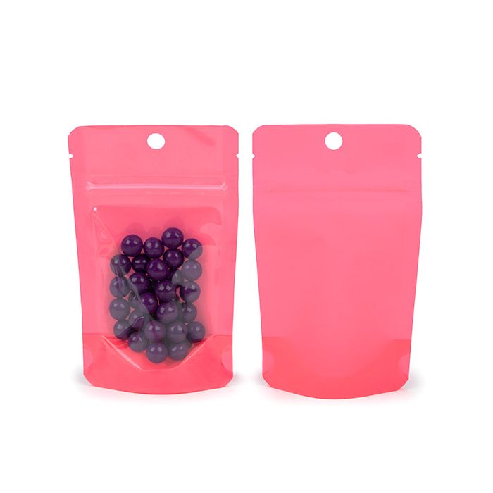 Stazakken Neon Roze 7.9x5.1x13 cm met Rond ophanggat (100 stuks) [ZBGN1PK]
