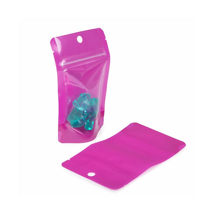 Stazakken Neon Paars 7.9x5.1x13 cm met Rond ophanggat (100 stuks) [ZBGN1PR]