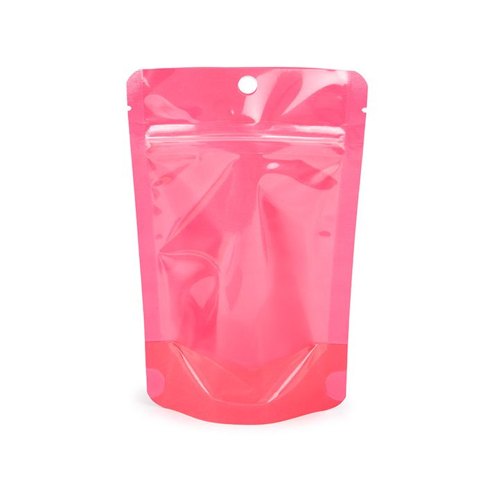 Stazakken Neon Roze 10.2 x6x15.2 cm met Rond ophanggat (100 stuks) [ZBGN2PK]