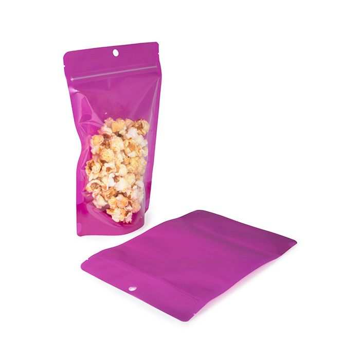 Stazakken Neon Paars 14.9x8.9x23.2 cm met Rond ophanggat (100 stuks) [ZBGN7PR]