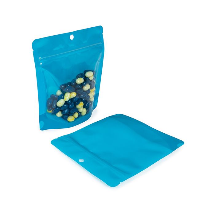 Stazakken Neon Blauw 15.9x6.4x14.6 cm met Rond ophanggat (100 stuks) [ZBGNSHZBL]