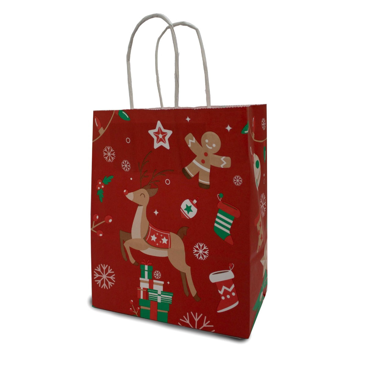 Paper Carrier Bags Xmas 18+8x22cm Kraft 90 grams (50 pcs)