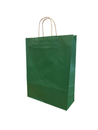 Paper Carrier Bags dark Green 32+12x41cm Kraft 100 grams