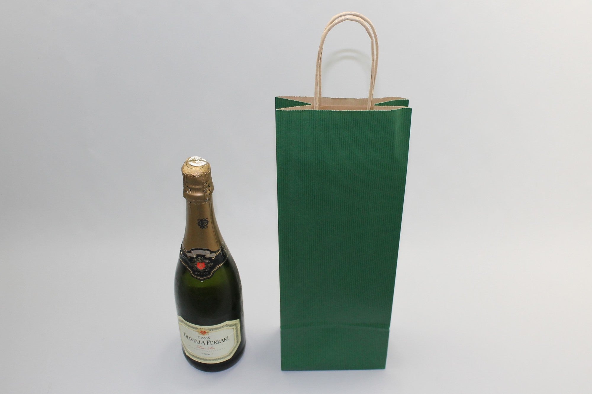 Carrier Bags for Bottles dark Green 14x8x39cm Kraft 110 g/m