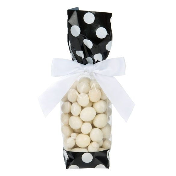 Printed Bags Black with White Dots 5.1x4.8x24.1cm with side gusset