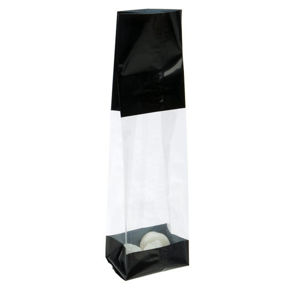 Bedrukte Zakken Zwart 6,7x4,8x27,3cm met zijvouw (100 stuks) [G2BK]