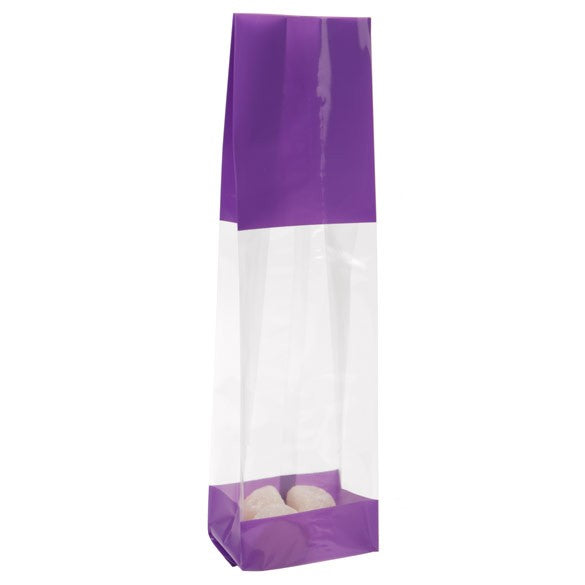 Bedrukte Zakken Paars 6,7x4,8x27,3cm met zijvouw (100 stuks) [G2PL]