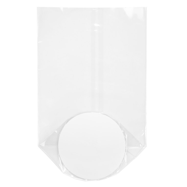 Plastic Zakken Ronde Bodem 10,2x25,4cm 40 Micron en met witte Kaart (50 stuks) [RPBG4]