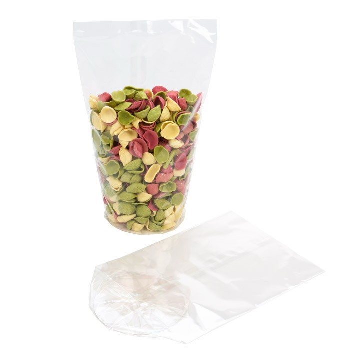 Plastic Zakken Ronde Bodem 10,2x25,4cm 40 Micron en met witte Kaart (50 stuks) [RPBG4]