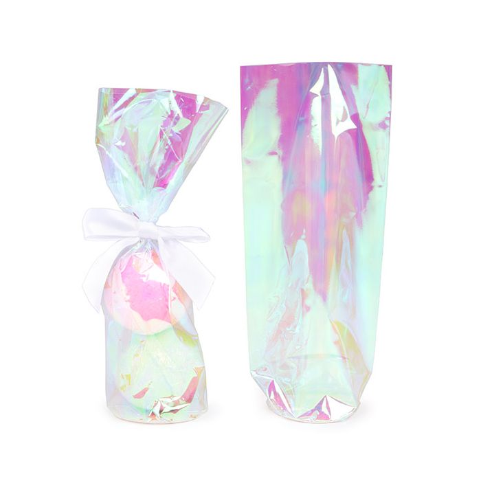 Plastic Zakken Iridescent Ronde Bodem 7x25,4 cm met Papieren Kaart (50 stuks) [RPBGH2]