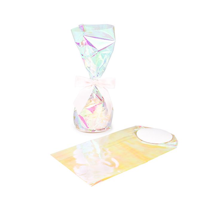 Plastic Zakken Iridescent Ronde Bodem 8,3x25,4 cm met Papieren Kaart (50 stuks) [RPBGH3]