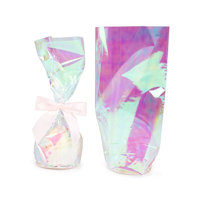 Plastic Zakken Iridescent Ronde Bodem 8,3x25,4 cm met Papieren Kaart (50 stuks) [RPBGH3]