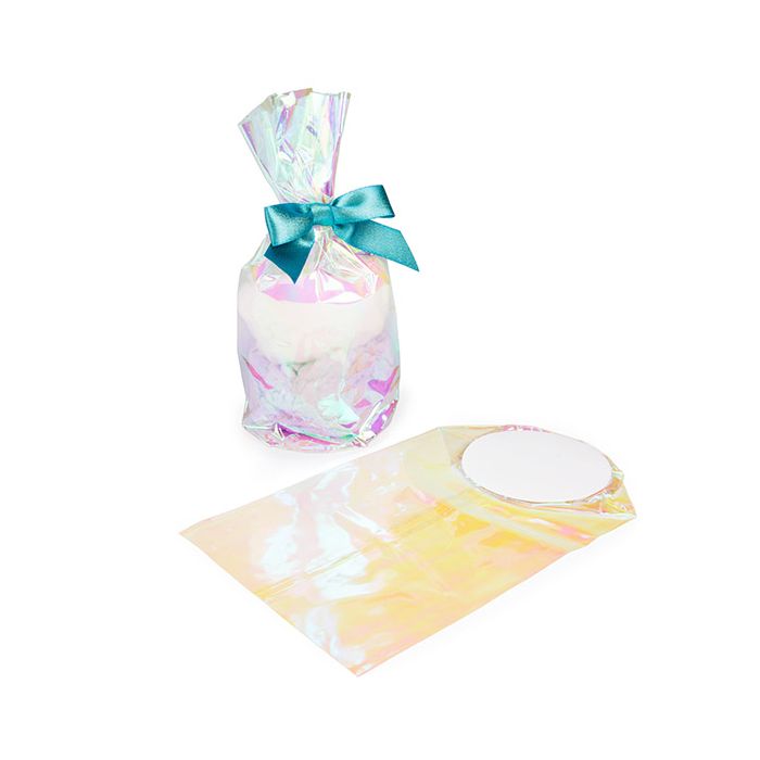 Plastic Zakken Iridescent Ronde Bodem 10,2x25,4 cm met Papieren Kaart (50 stuks) [RPBGH4]