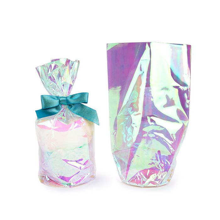 Plastic Zakken Iridescent Ronde Bodem 10,2x25,4 cm met Papieren Kaart (50 stuks) [RPBGH4]