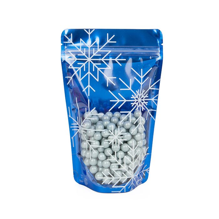 Stand Up Pouches Blue snowflake print 13x7,9x20,6cm