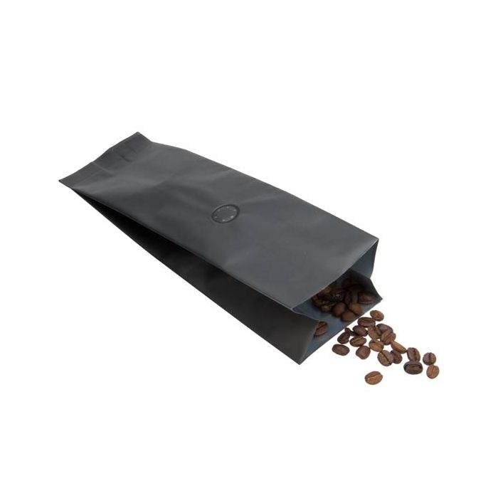 Koffiezakjes Mat Zwart met Ventiel 8,5x6,5x33cm 450 gram (50 stuks) [SGC2BM]