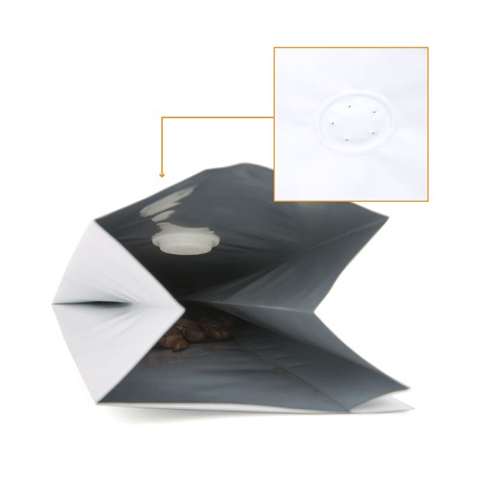 Koffiezakjes Mat Wit met Ventiel 8x6x26 cm 285 gram (50 stuks) [SGC1WM]