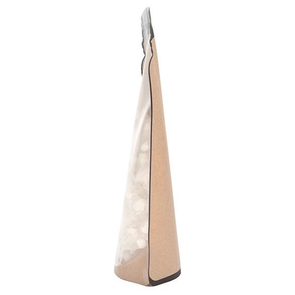 Stazakken Kraft pot vorm met transparante voorzijde 15.2x7.9x25.4cm (100 stuks) [SP7KC]