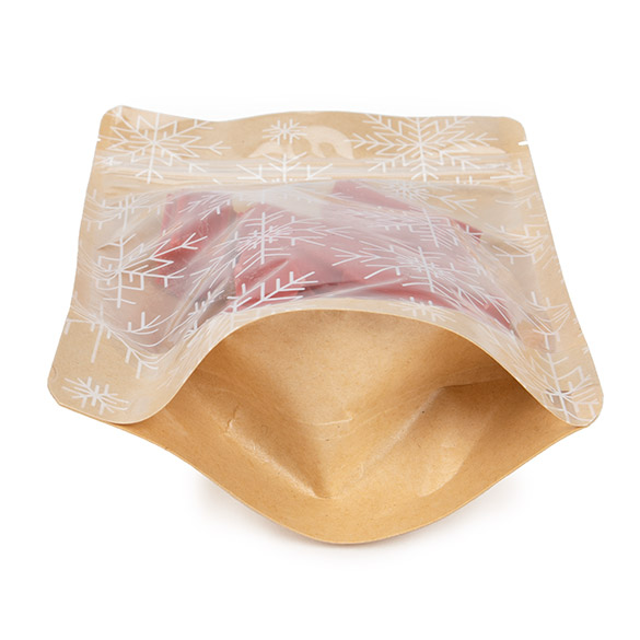 Stazakken Kraft Transparant/Ijs Kristallen bedrukking 13x7,9x20,6 cm (25 stuks) [ZBGSW3KS]