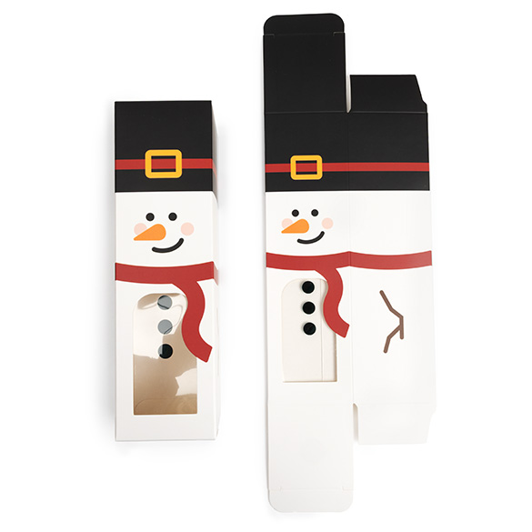 Papieren Doosje Sneeuwpop met Venster 5,7x5,7x20,3cm (25 stuks) [SKB228SN]