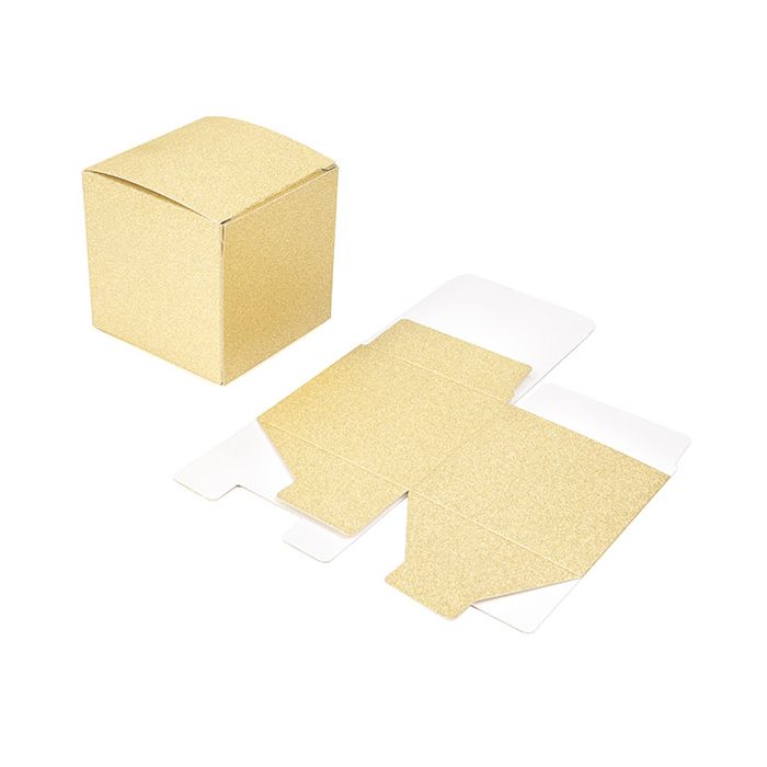 Kraft doosje Goud Glitter 7,6x7,6x7,6cm (25 Stuks) [FB2GG]