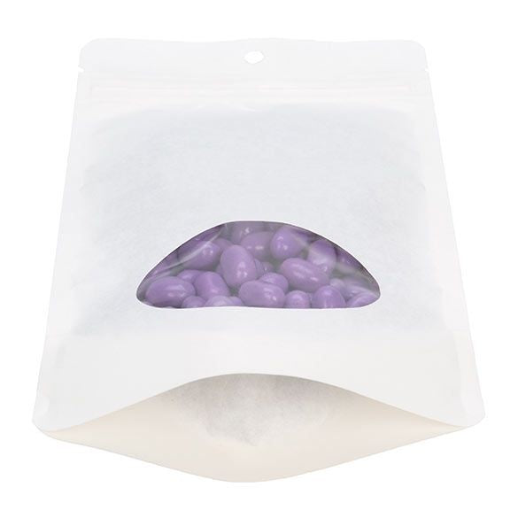 Stazakken Wit Kraft Composteerbaar 13x7,9x20,6cm met ovaal Venster | 113 gram (100 stuks) [ZBGEO3W]