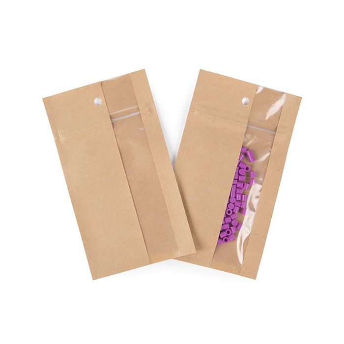 Kraft Gripzakken met Verticaal Venster  7.6 x11.4 cm (100 stuks) [HZBV3K]