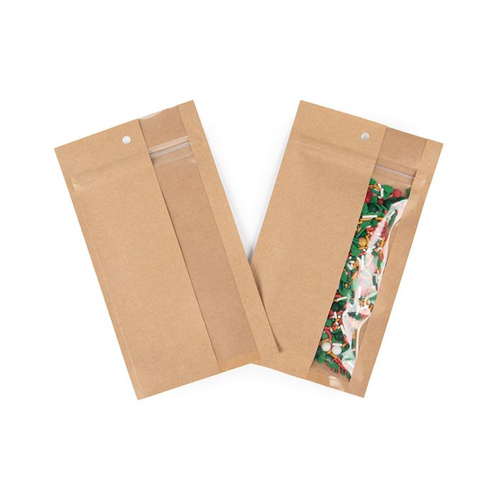 Kraft Gripzakken met Verticaal Venster  10.2 x16.5 cm (100 stuks) [HZBV5K]