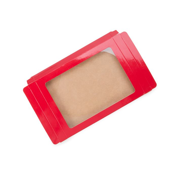 Kraftdoosjes met Venster Rood 12,5x1,5x16,8cm (25 stuks) [WGRG2]