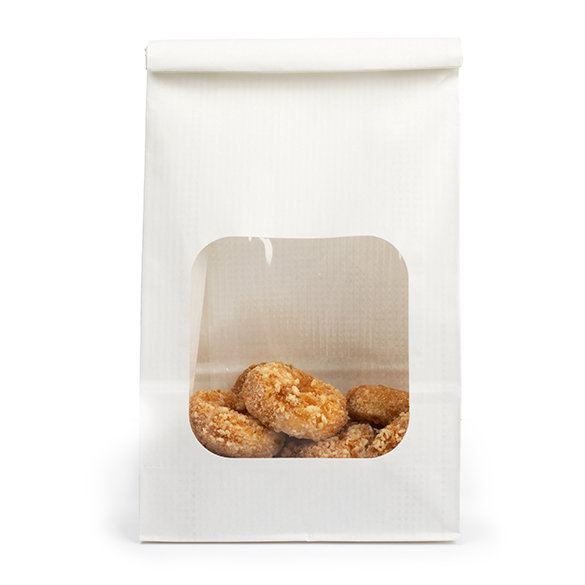 Blokbodemzakken Wit met Tin-Tie Sluiting en Venster 15,2x7x26,7cm (100 stuks) [TTW3W]
