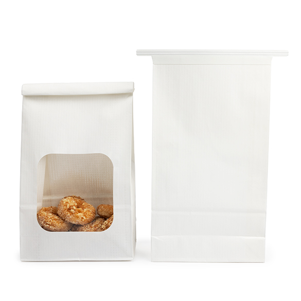 Blokbodemzakken Wit met Tin-Tie Sluiting en Venster 15,2x7x26,7cm (100 stuks) [TTW3W]